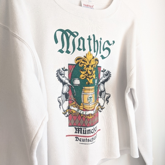 Vtg 80s White Grunge Cropped Oversized Sweatshirt - Picture 8 of 13